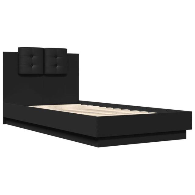 Berkfield Home Durable Bed Frame with LED without Mattress Black 75x190 cm Small - Size: Small Single - image 1