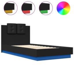 Berkfield Home Durable Bed Frame with LED without Mattress Black 75x190 cm Small - Size: Small Single - thumbnail 3