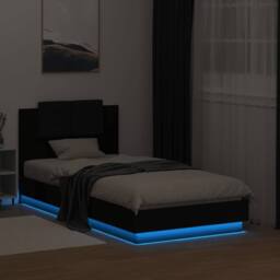 Berkfield Home Durable Bed Frame with LED without Mattress Black 75x190 cm Small - Size: Small Single - thumbnail 4