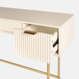 OHS Ribbed Dressing Table Vanity Makeup Desk with 3 Drawers in Cream - thumbnail 6