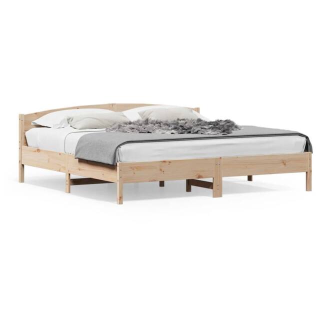 Berkfield Home Bed Frame without Mattress 180x200 cm Super King Solid Wood Pine in Light Brown - image 1
