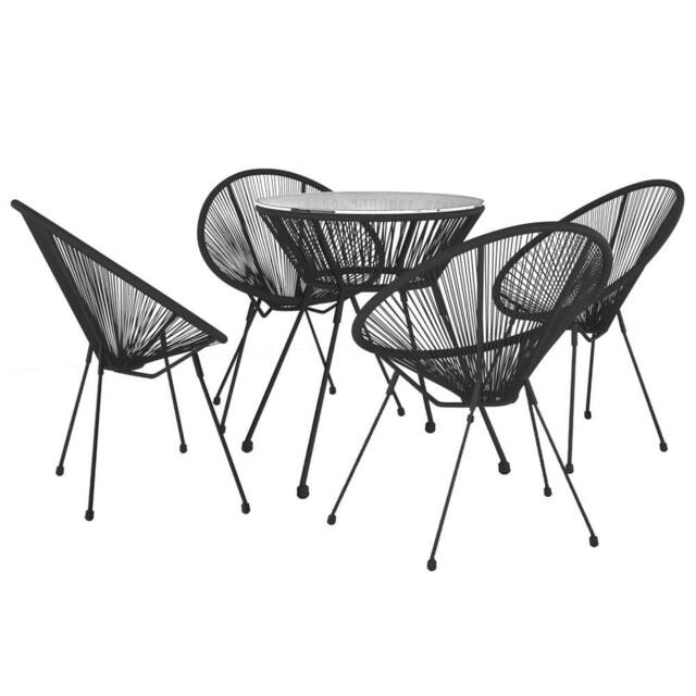 Berkfield Home Timeless 5 Piece Outdoor Dining Set PVC Rattan Black - image 1