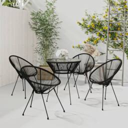 Berkfield Home Timeless 5 Piece Outdoor Dining Set PVC Rattan Black - thumbnail 2