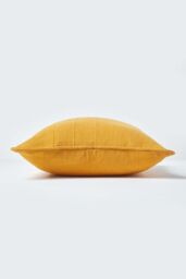 Homescapes Cotton Rajput Ribbed Cushion Cover in Mustard - Size: 45 cm x 45 cm - thumbnail 2
