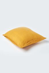 Homescapes Cotton Rajput Ribbed Cushion Cover in Mustard - Size: 45 cm x 45 cm - thumbnail 3