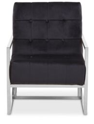 Orsina Black Velvet Arm Chair, Comfortable Armchair with Button tufting, Velvet Upholstery Lounge Chair for Home - thumbnail 6