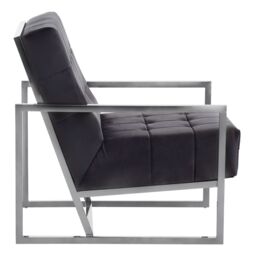 Orsina Black Velvet Arm Chair, Comfortable Armchair with Button tufting, Velvet Upholstery Lounge Chair for Home - thumbnail 3