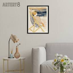 "Artery8 Ocean Cruise Passenger Framed Canvas Wall Art Print Toulouse Lautrec in Beige - Size: W18"" x H24""" - thumbnail 3
