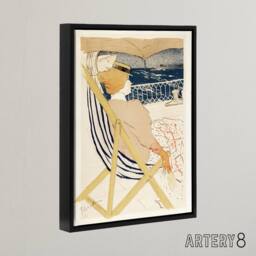 "Artery8 Ocean Cruise Passenger Framed Canvas Wall Art Print Toulouse Lautrec in Beige - Size: W18"" x H24""" - thumbnail 2