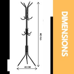 Pirlo Plush Metal Coat Stand With 12 Hooks in Black - thumbnail 5