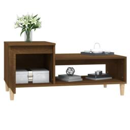 Berkfield Home Decorative Coffee Table Brown Oak 100x50x45 cm Engineered Wood - Size: 100 x 50 x 45 cm - thumbnail 4