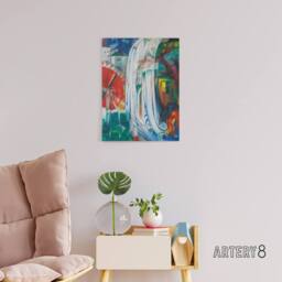"Artery8 The Bewitched Mill Colourful Franz Marc Vintage Canvas Wall Art - Size: W18"" x H24""" - thumbnail 3