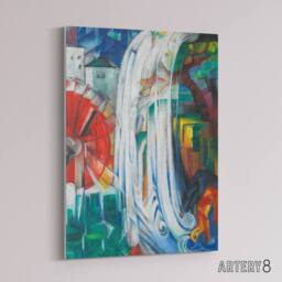"Artery8 The Bewitched Mill Colourful Franz Marc Vintage Canvas Wall Art - Size: W18"" x H24""" - thumbnail 2