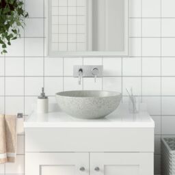 Berkfield Home Countertop Basin Grey Round Œ¶41x14 cm Ceramic - Size: 41x14 cm - thumbnail 1
