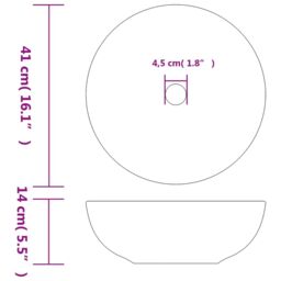 Berkfield Home Countertop Basin Grey Round Œ¶41x14 cm Ceramic - Size: 41x14 cm - thumbnail 6
