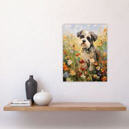 "Artery8 Shih Tzu In Wildflower Field Claude Monet Style Dog Oil Painting Unframed Wall Art Print Poster Home Decor Premium - Size: W12"" x H16""" - thumbnail 4