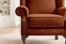 Somnior Hudson Sherpa Fabric Wingback Accent Arm Chair Manufactured in UK in Burnt Orange - Size: 1 Seater - thumbnail 3
