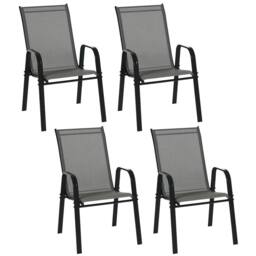 OUTSUNNY Set of 4 Garden Dining Chair Set Outdoor w/ High Back Armrest in Dark Grey - Size: 4 Pack - thumbnail 2