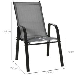 OUTSUNNY Set of 4 Garden Dining Chair Set Outdoor w/ High Back Armrest in Dark Grey - Size: 4 Pack - thumbnail 3