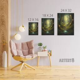 "Artery8 Fairy Land Enchanted Forest Path Fantasy Canvas Wall Art Print in Green - Size: W18"" x H24""" - thumbnail 4