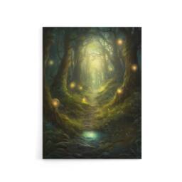 "Artery8 Fairy Land Enchanted Forest Path Fantasy Canvas Wall Art Print in Green - Size: W18"" x H24""" - thumbnail 1