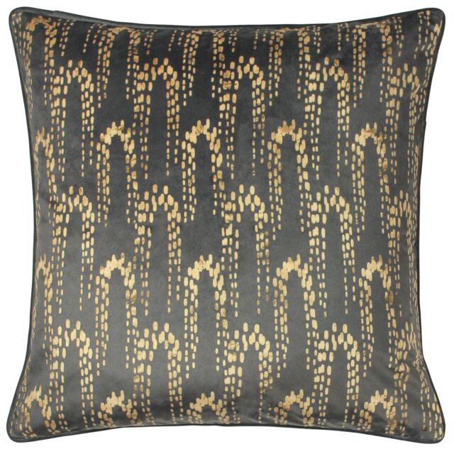 Furn Wisteria Printed Velvet Cushion in Charcoal - Size: 50 cm x 50 cm - image 1