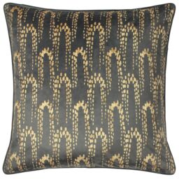 Furn Wisteria Printed Velvet Cushion in Charcoal - Size: 50 cm x 50 cm - thumbnail 1