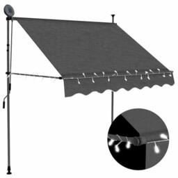 Berkfield Home Manual Retractable Awning with LED 100 cm Anthracite in Charcoal - thumbnail 2