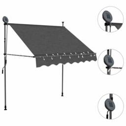 Berkfield Home Manual Retractable Awning with LED 100 cm Anthracite in Charcoal - thumbnail 3