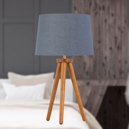 First Choice Lighting Voyage - Dark Oak Table Lamp or Bedside Light with Grey & Gold Shade in Brown - thumbnail 3
