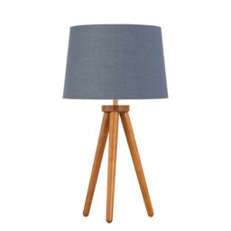 First Choice Lighting Voyage - Dark Oak Table Lamp or Bedside Light with Grey & Gold Shade in Brown