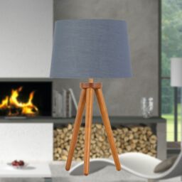 First Choice Lighting Voyage - Dark Oak Table Lamp or Bedside Light with Grey & Gold Shade in Brown - thumbnail 4