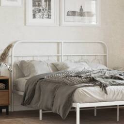 Berkfield Home Metal Headboard White 137 cm - thumbnail 2