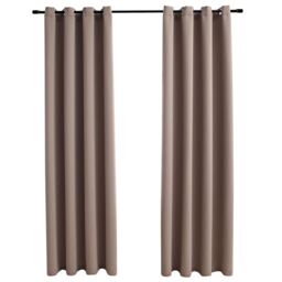 Berkfield Home Blackout Curtains with Metal Rings 2 pcs Taupe 140x245 cm - thumbnail 2