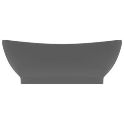 Berkfield Home Luxury Basin Overflow Oval Matt Dark Grey 58.5x39 cm Ceramic - thumbnail 3
