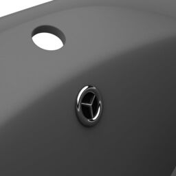 Berkfield Home Luxury Basin Overflow Oval Matt Dark Grey 58.5x39 cm Ceramic - thumbnail 6