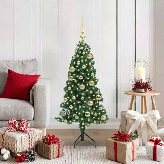 Berkfield Home Corner Artificial Christmas Tree Green 120 cm PVC & Metal - image 1