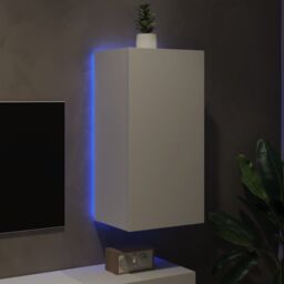 Berkfield Home TV Wall Cabinet with LED Lights White 40.5x35x80 cm - thumbnail 3