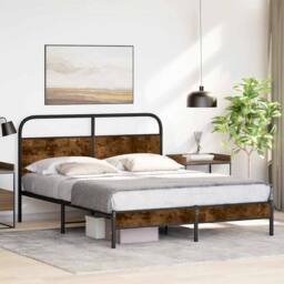 Berkfield Home Elegant Bed Frame Without Mattress 160x200 cm Smoked Oak Engineer in Brown - thumbnail 2