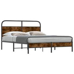 Berkfield Home Elegant Bed Frame Without Mattress 160x200 cm Smoked Oak Engineer in Brown - thumbnail 3