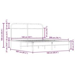 Berkfield Home Elegant Bed Frame Without Mattress 160x200 cm Smoked Oak Engineer in Brown - thumbnail 9