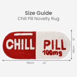Mooky Mats Chill Pill Bath Runner - Long Bath Mat Rug in Red - thumbnail 5