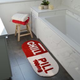 Mooky Mats Chill Pill Bath Runner - Long Bath Mat Rug in Red - thumbnail 2