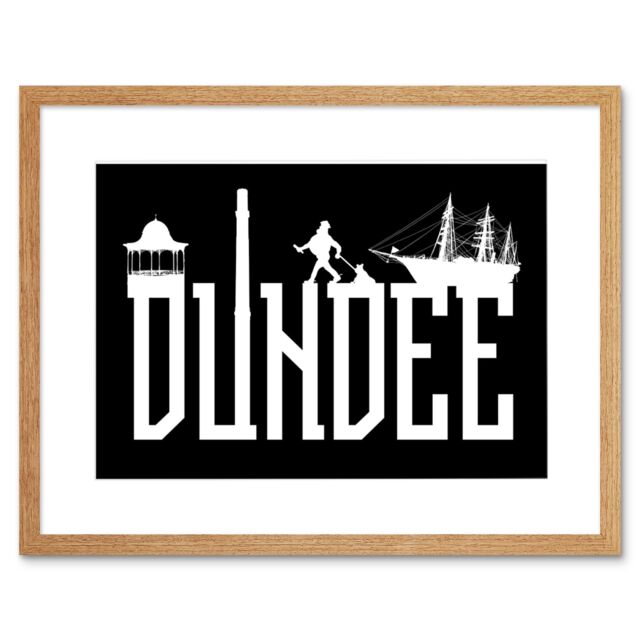 "Artery8 Wall Art Print Dundee Typography Silhouettes Framed 9X7 in Beige - Size: W7"" x H9""" - image 1