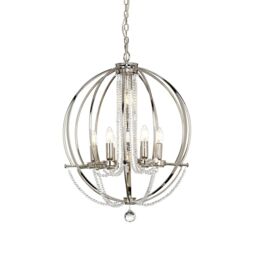 Loops 6 Bulb Chandelier LIght Highly Polished Nickel Finish Plated LED E14 60W in Metallics - thumbnail 1