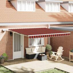 Berkfield Home Manual Retractable Awning with LED Orange & Brown 400x300 cm - thumbnail 1