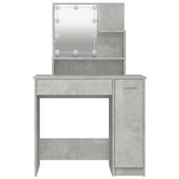 Berkfield Home White Dressing Table with LED Concrete Grey 86.5x35x136 cm - thumbnail 5