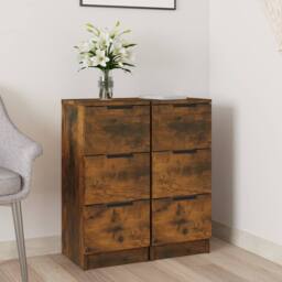 Berkfield Home Sideboards 2 pcs Smoked Oak 30x30x70 cm Engineered Wood in Brown - Size: 30 x 30 x 70 cm - thumbnail 2