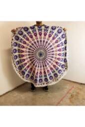 KDMD Peacock Purples Mandala Roundie - 130cm Cotton Wall & Decor Art in Purple - Size: Medium - thumbnail 2
