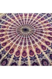 KDMD Peacock Purples Mandala Roundie - 130cm Cotton Wall & Decor Art in Purple - Size: Medium - thumbnail 3
